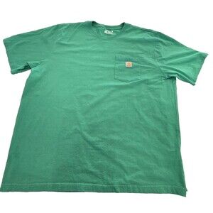 Carhartt Shirt Mens 2XL Green Loose Fit Short Sleeve Pocket Crewneck Workwear